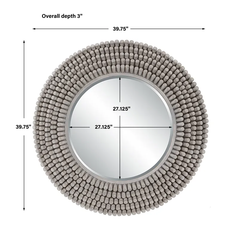 Portside Round Gray Mirror