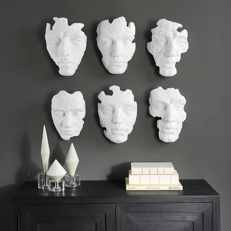 Self-Portrait White Mask Wall Decor, Set/6