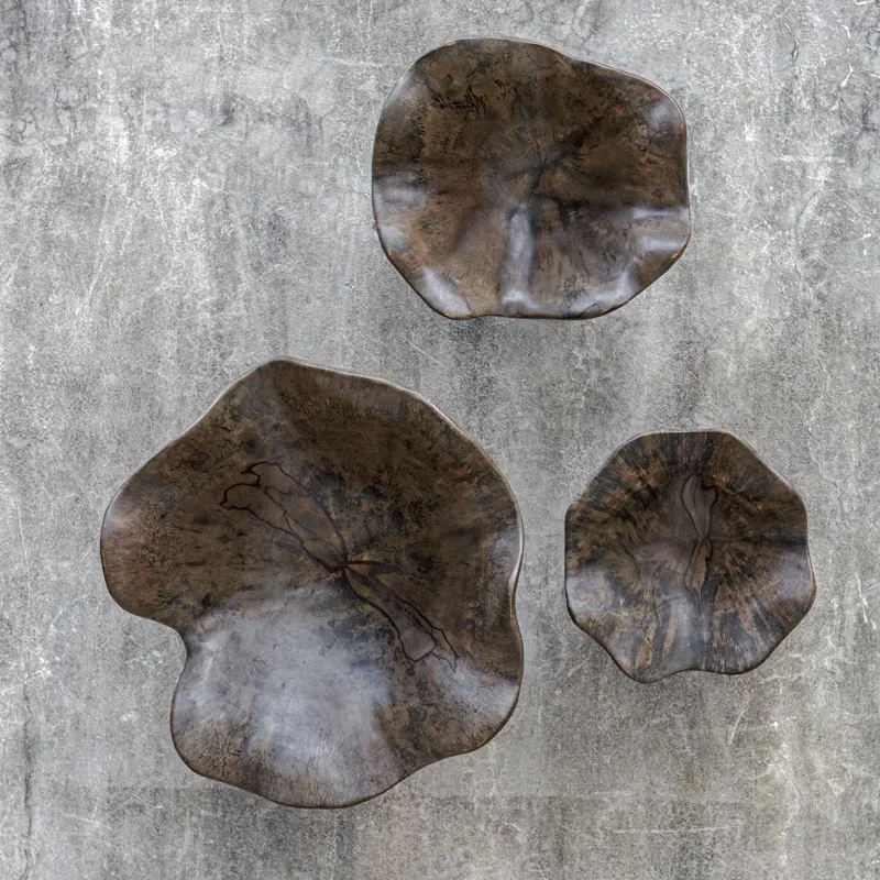 Two Wood Wall Decor In Mocha, S/3