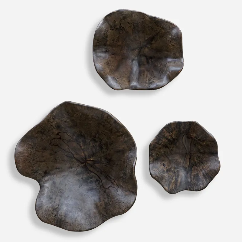 Two Wood Wall Decor In Mocha, S/3