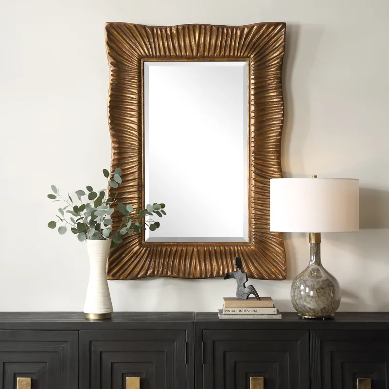 Emerson Scalloped Antique Gold Mirror