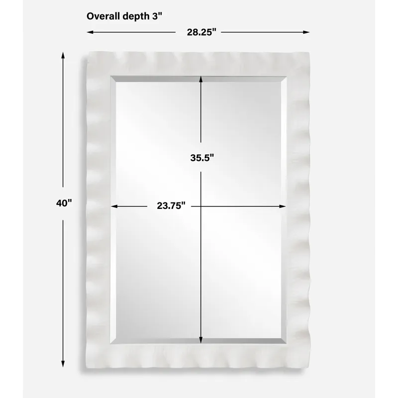 Haya White Scalloped Mirror