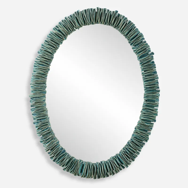 Bonaire Teal Blue Oval Mirror