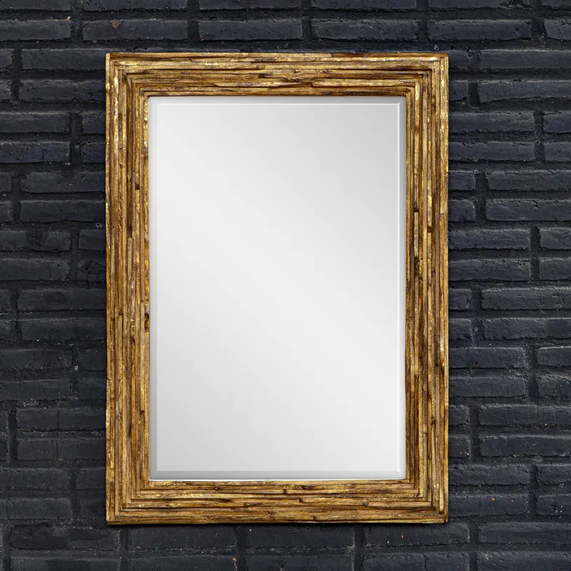 Overlap Teak Wood Mirror