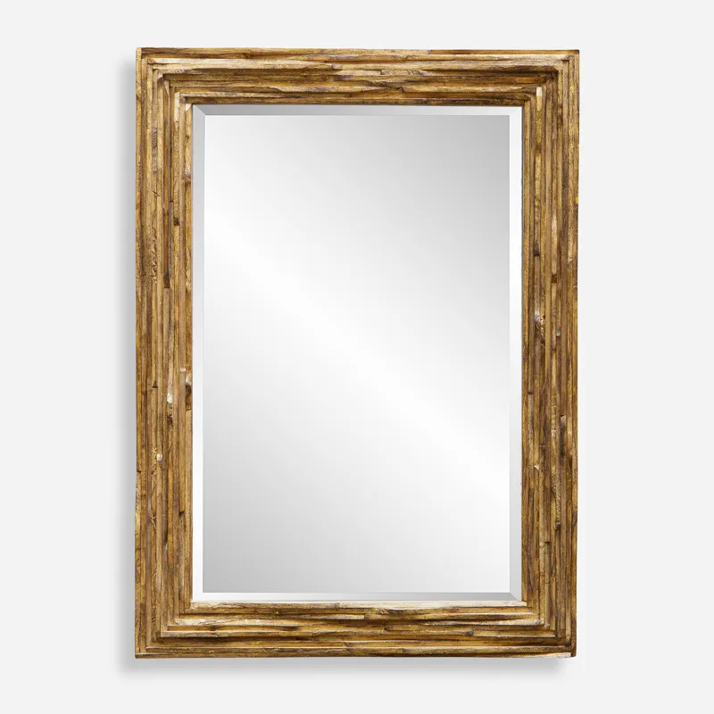 Overlap Teak Wood Mirror