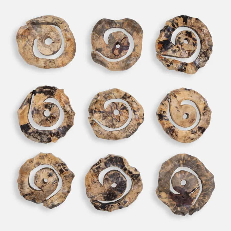 Corkscrew Wood Wall Decor Set/9
