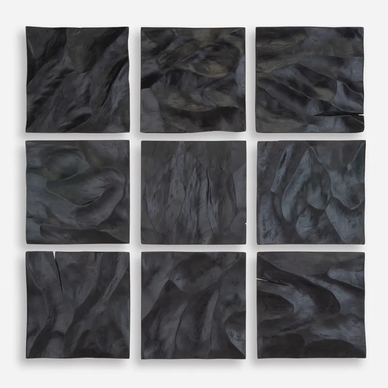 Malosi Black Wood Wall Decor, Set/9