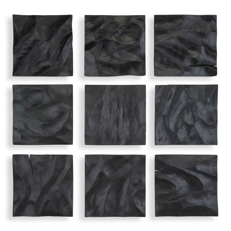 Malosi Black Wood Wall Decor, Set/9