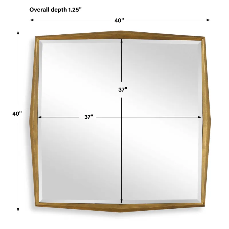 On Point Square Gold Mirror