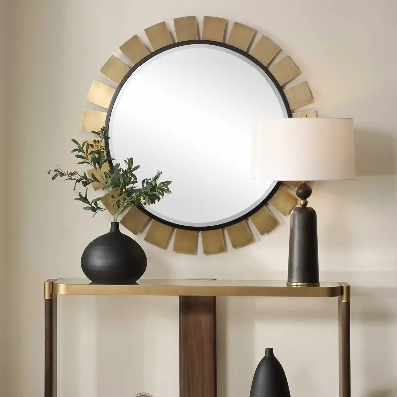 Toluca Round Brass Mirror