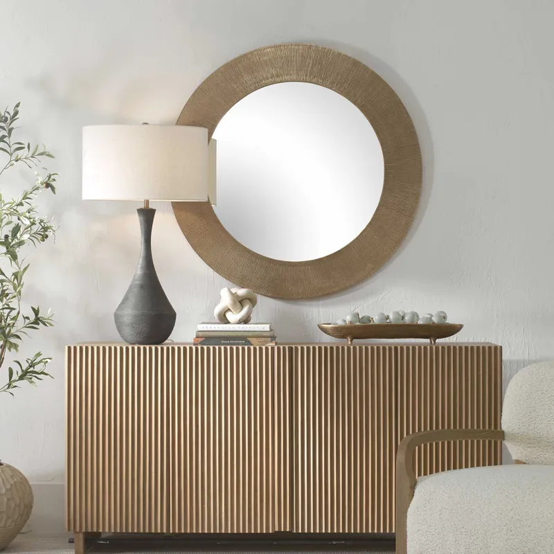 Tano Antique Brass Round Mirror