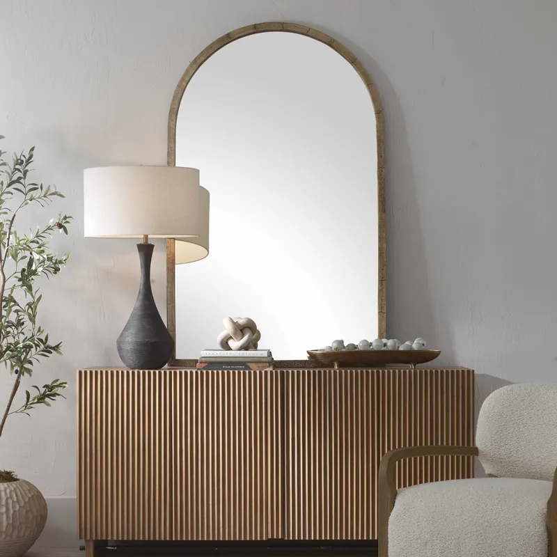 Vestry Antique Brass Arch Mirror