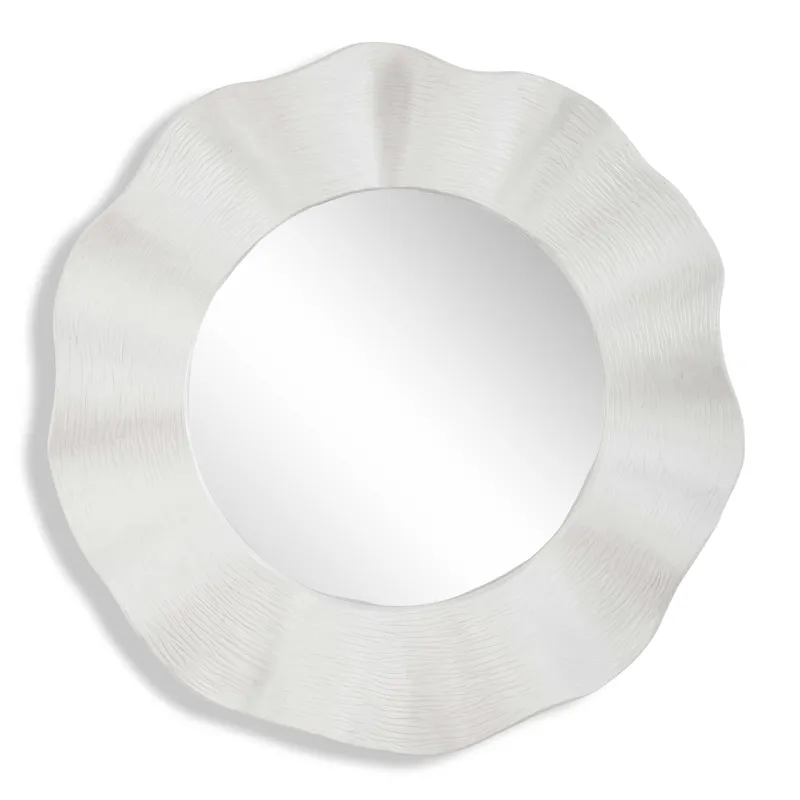 Wave Length Round White Mirror