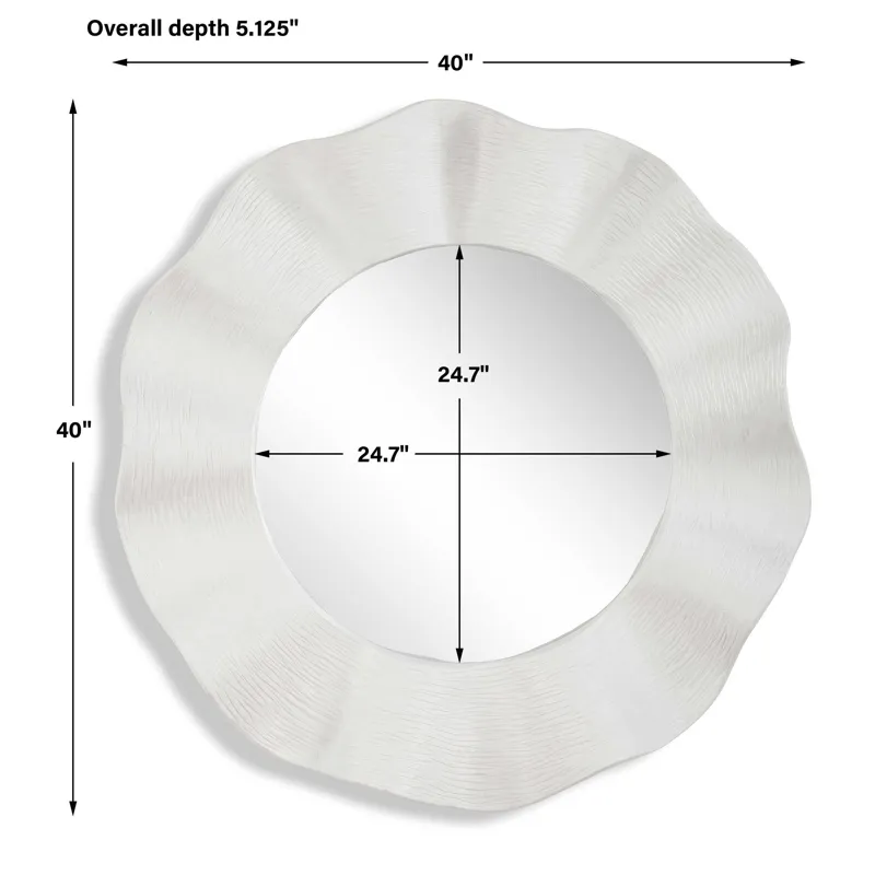 Wave Length Round White Mirror