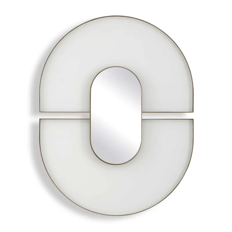 Encase Modern White Oval Mirror