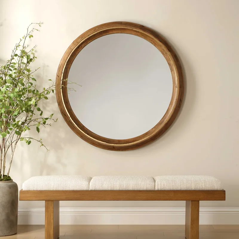 Frontier Round Wood Mirror
