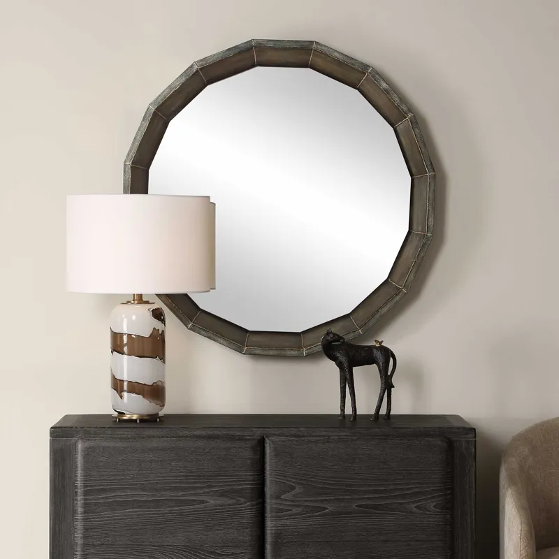 Neve Bronze Round Mirror