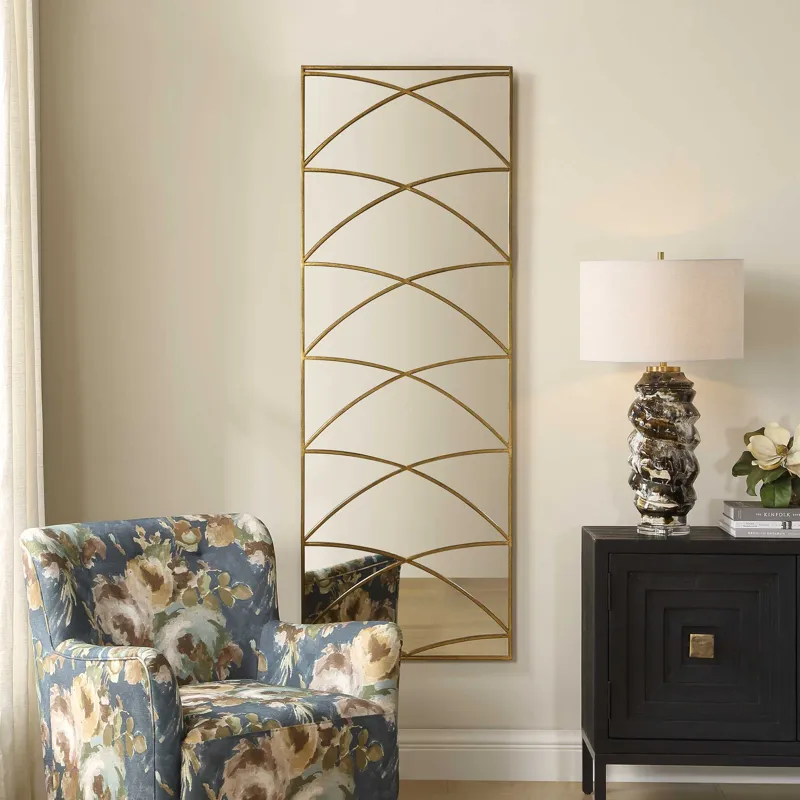 Crossed Up Gold Full Length Mirror