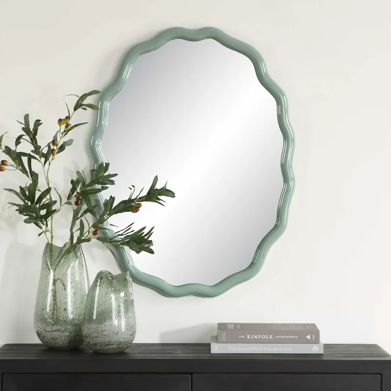 Isly Robin\'s Egg Blue Oval Mirror