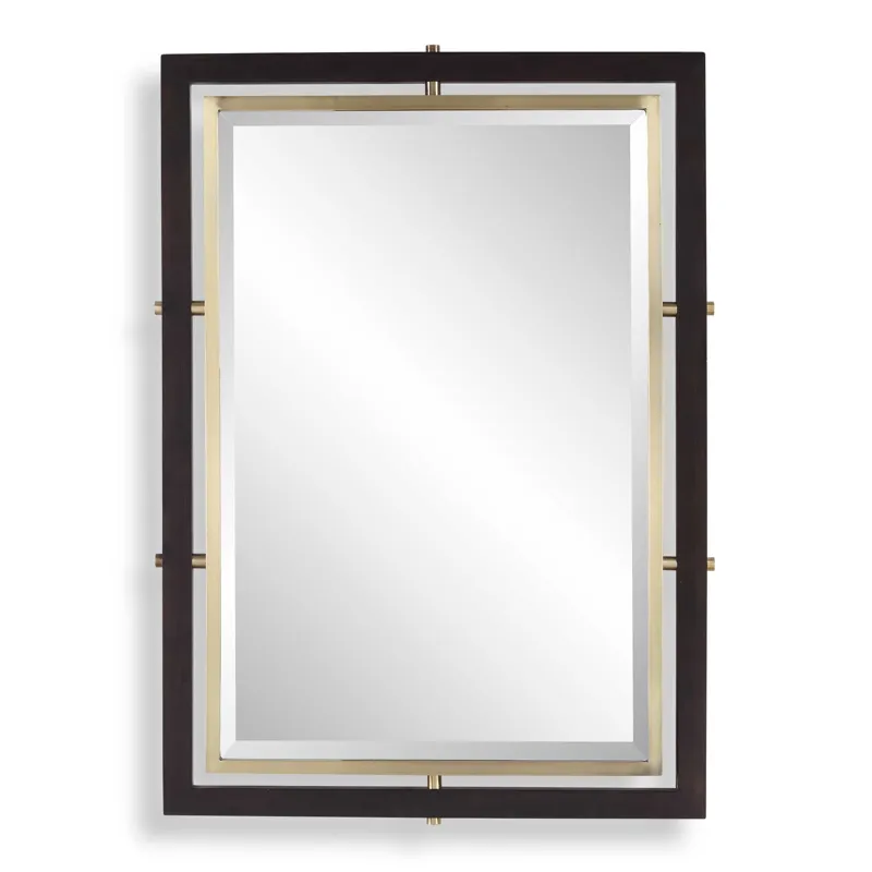 Bach Walnut & Brass Rectangle Mirror