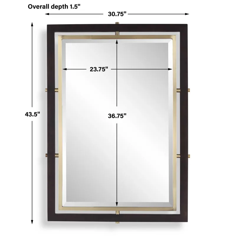 Bach Walnut & Brass Rectangle Mirror