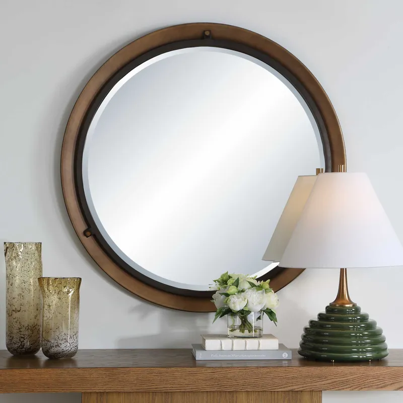 Porthole Bronze Round Mirror