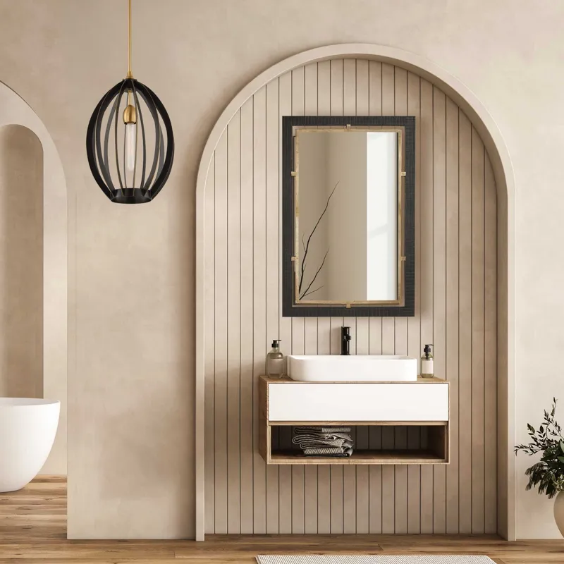 Guerra Walnut & Brass Mirror