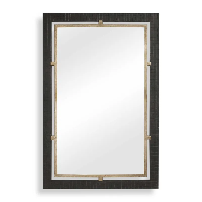 Guerra Walnut & Brass Mirror