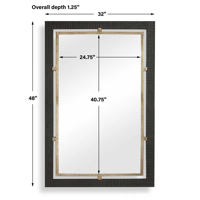 Guerra Walnut & Brass Mirror
