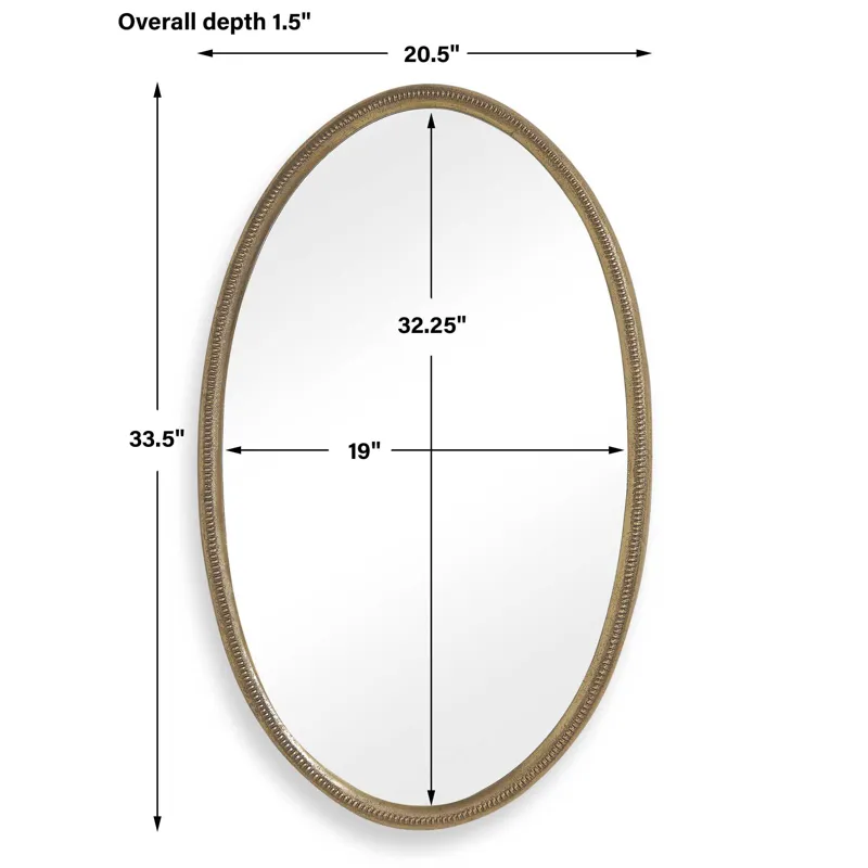 Ellis Beaded Brass Oval Mirror