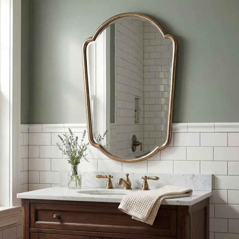 Naomi Antique Brass Mirror