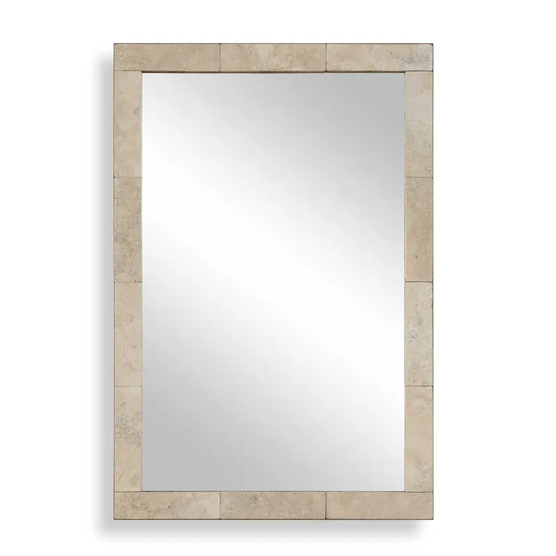 Pave Rectangular Travertine Mirror
