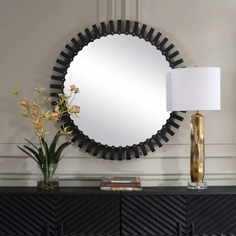 Jael Round Iron Bands Mirror