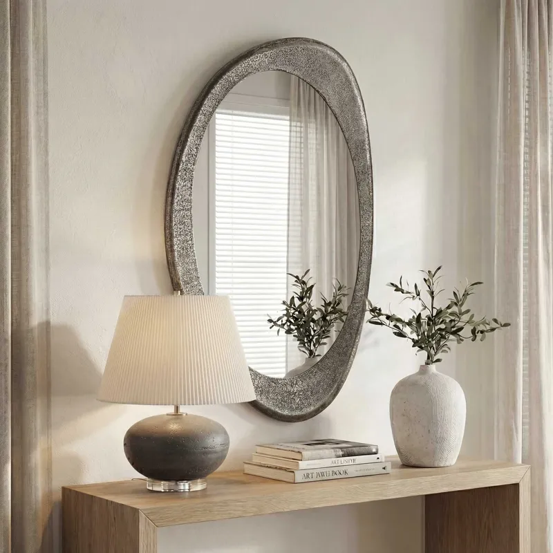 Schiller Oval Antique Nickel Mirror