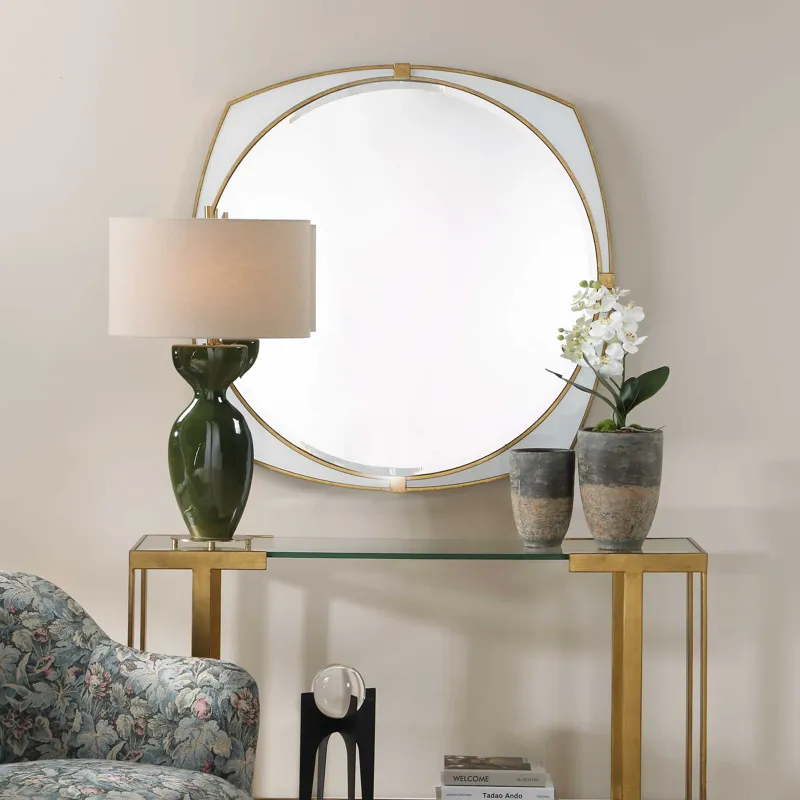 Estella White Round Mirror