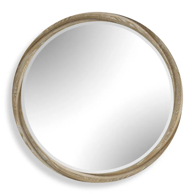 Landry Round Light Wood Mirror