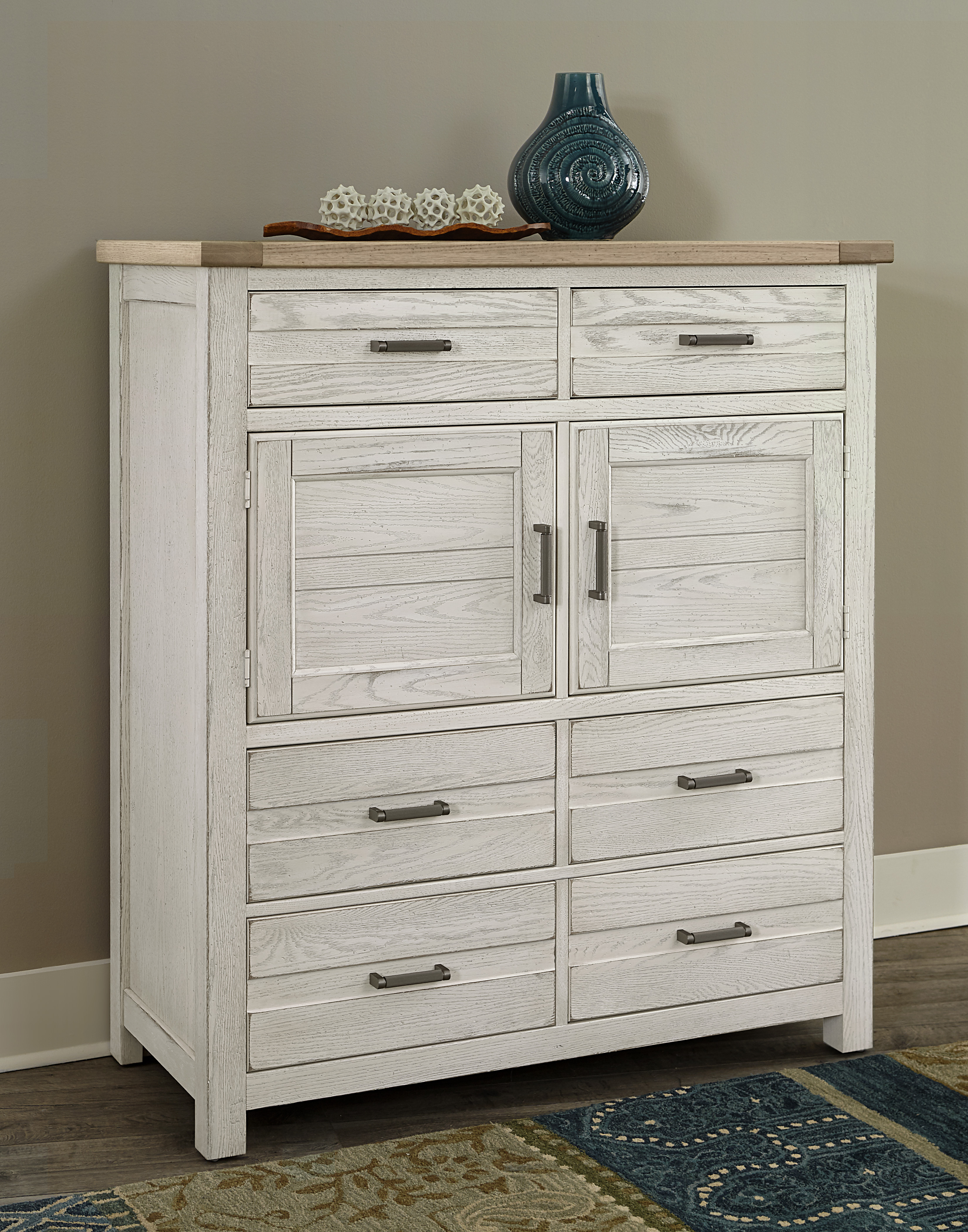 HighlandsAged White Door Chest 6 Drwr/2 Door by Vaughan Bassett