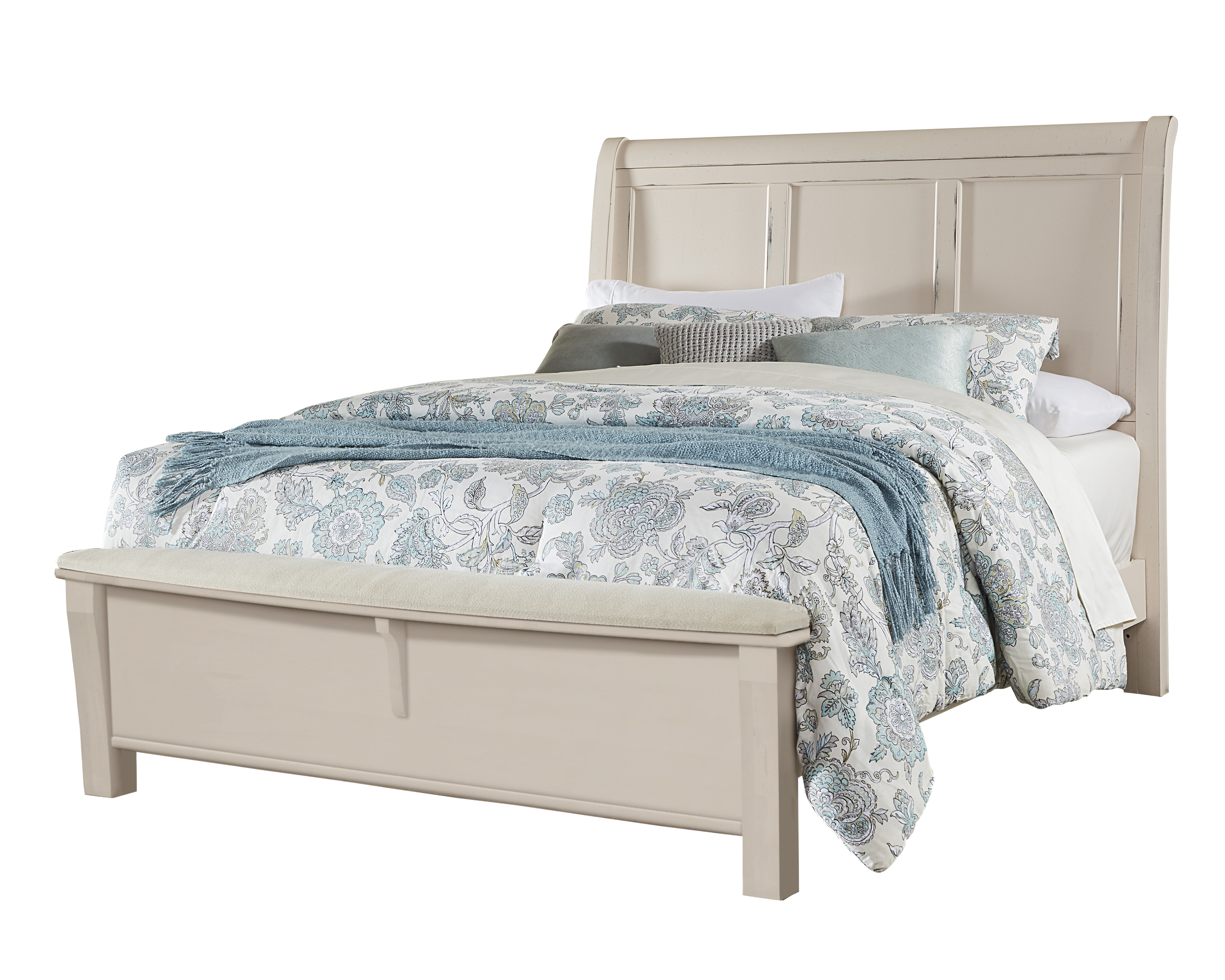Chestnut CreekAlpaca/Greige Queen Sleigh Bed With Bench Footboard 164