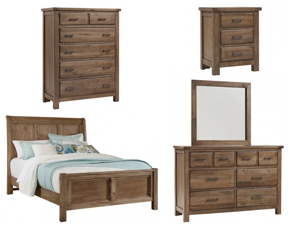 Chestnut Creek 5 PC King Bedroom Set Fawn 162SLEKBED+003+115+227