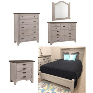 Bungalow 5 PC Queen Mantel Bedoomset - Dover Grey/Folkstone