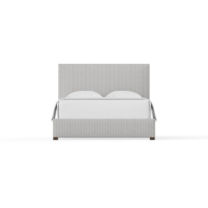 Choices Grey Stripe Upholstered Footboard - Queen