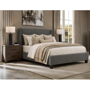 Upholstered Beds Grey Flannel Upholstered Shelter Bed - Queen
