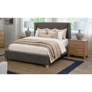 Upholstered Beds Grey Flannel Upholstered Shelter Bed - King