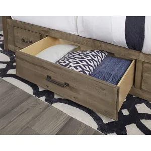 Cool Rustic King Mansion Bed w/1 Sided Storage -Stone Grey