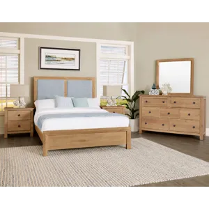 Custom Express-Clear Oak Upholstered Bed-Ocean - California King