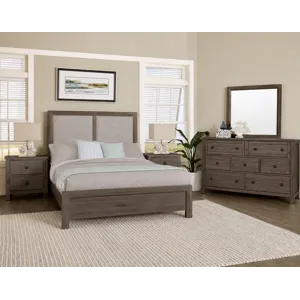 Custom Express-Driftwood Grey Upholstered Bed-Khaki - King