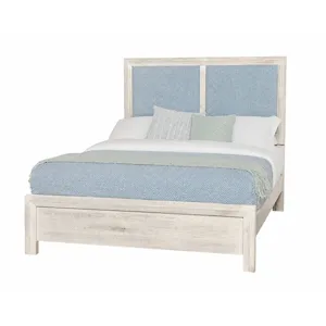 Custom Express-Weathered White Upholstered Bed-Ocean - King