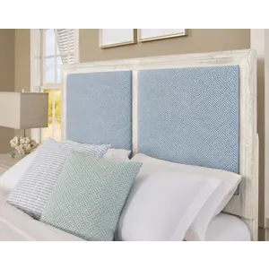 Custom Express-Weathered White Upholstered Bed-Ocean - King