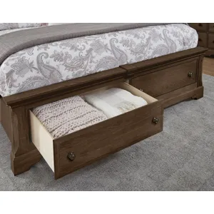 Heritage King Sleigh Bed With Storage Footboard - Cobblestone Oak 
