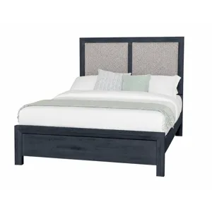 Custom Express-Indigo Upholstered Bed-Khaki - Queen